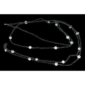 Premier Designs Glam Goth Gunmetal Clear Gemmed Station Necklace